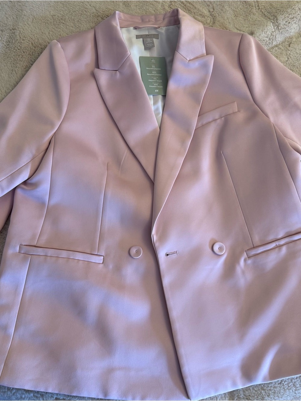 H&M - Women's Tailored Double-Breasted Blazer Jacket - Pink - Picture 9 of 9